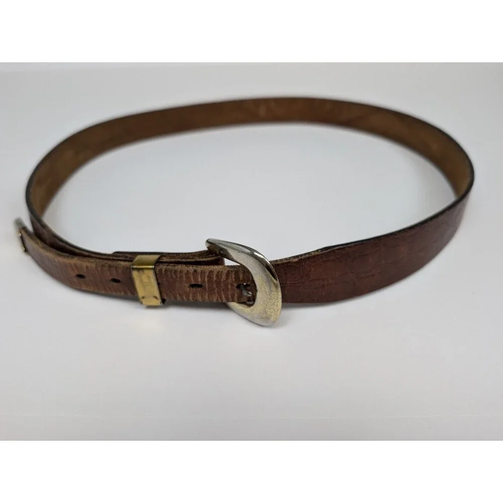Men's Cognac Brown Genuine Harness Cowhide Leather Belt Made in USA Size 38/95